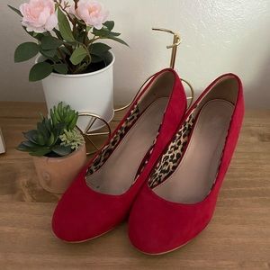 Red Faux Suede Shoes